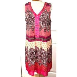 NWOT Rabbit Rabbit Rabbit Womens Sz 10 Dress Pink V-Neck Sleeveless Lined